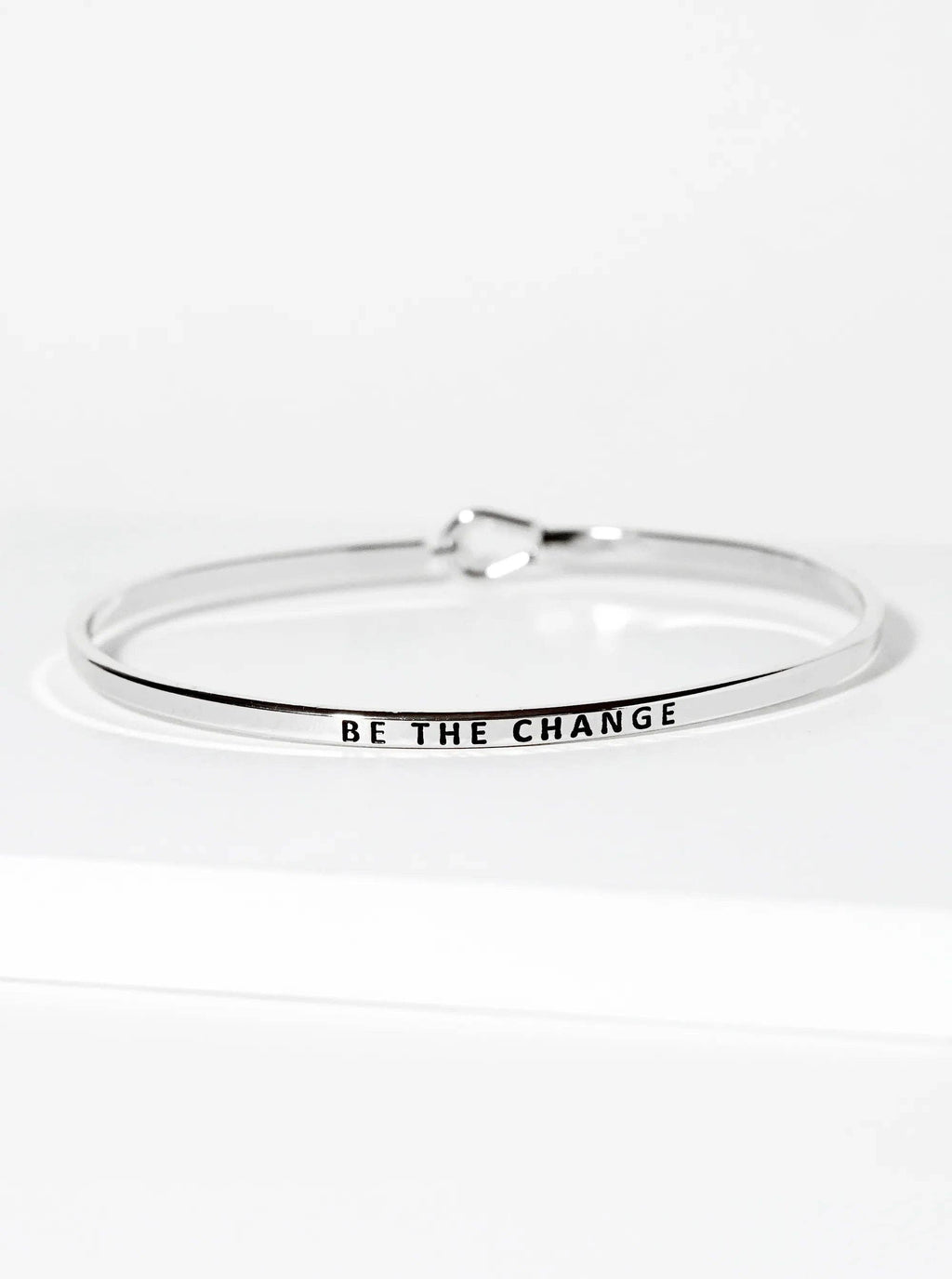 Be The Change Engraved Inspirational Bangle Bracelet