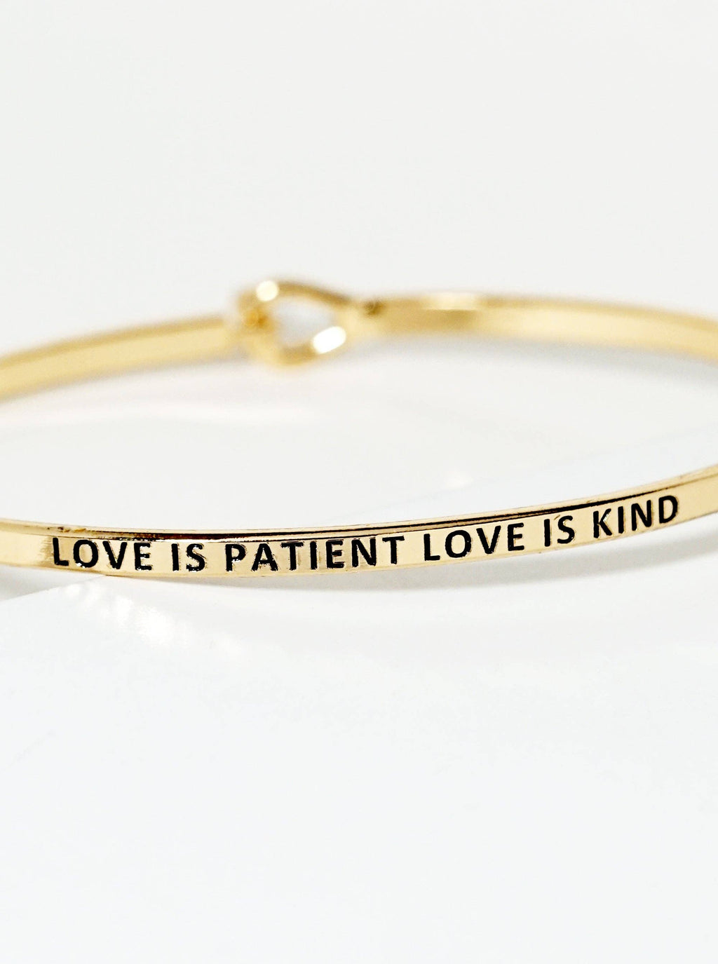 Inspirational Engraved Bangle Bracelet "Love Is Patient