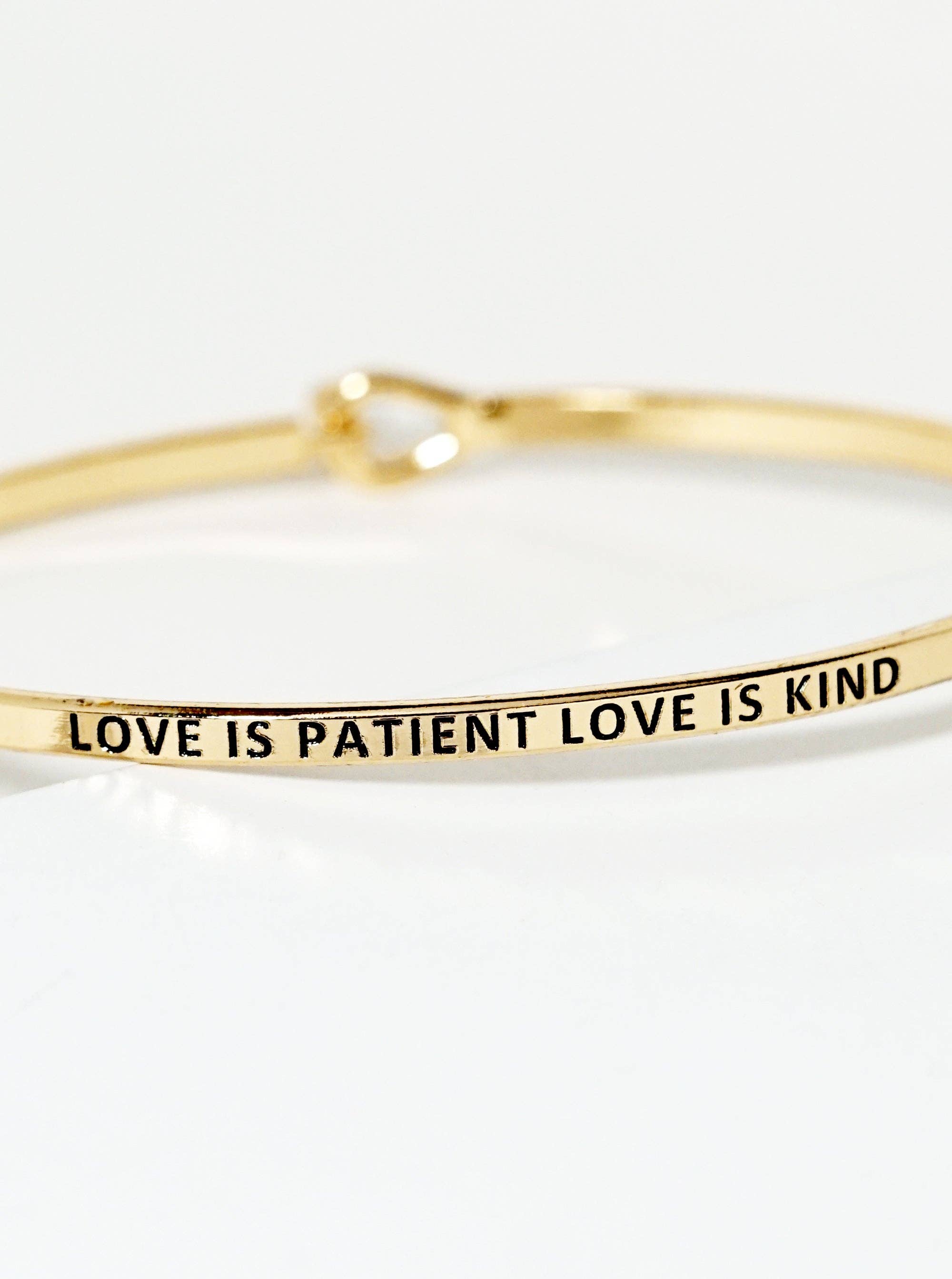 Inspirational Engraved Bangle Bracelet "Love Is Patient