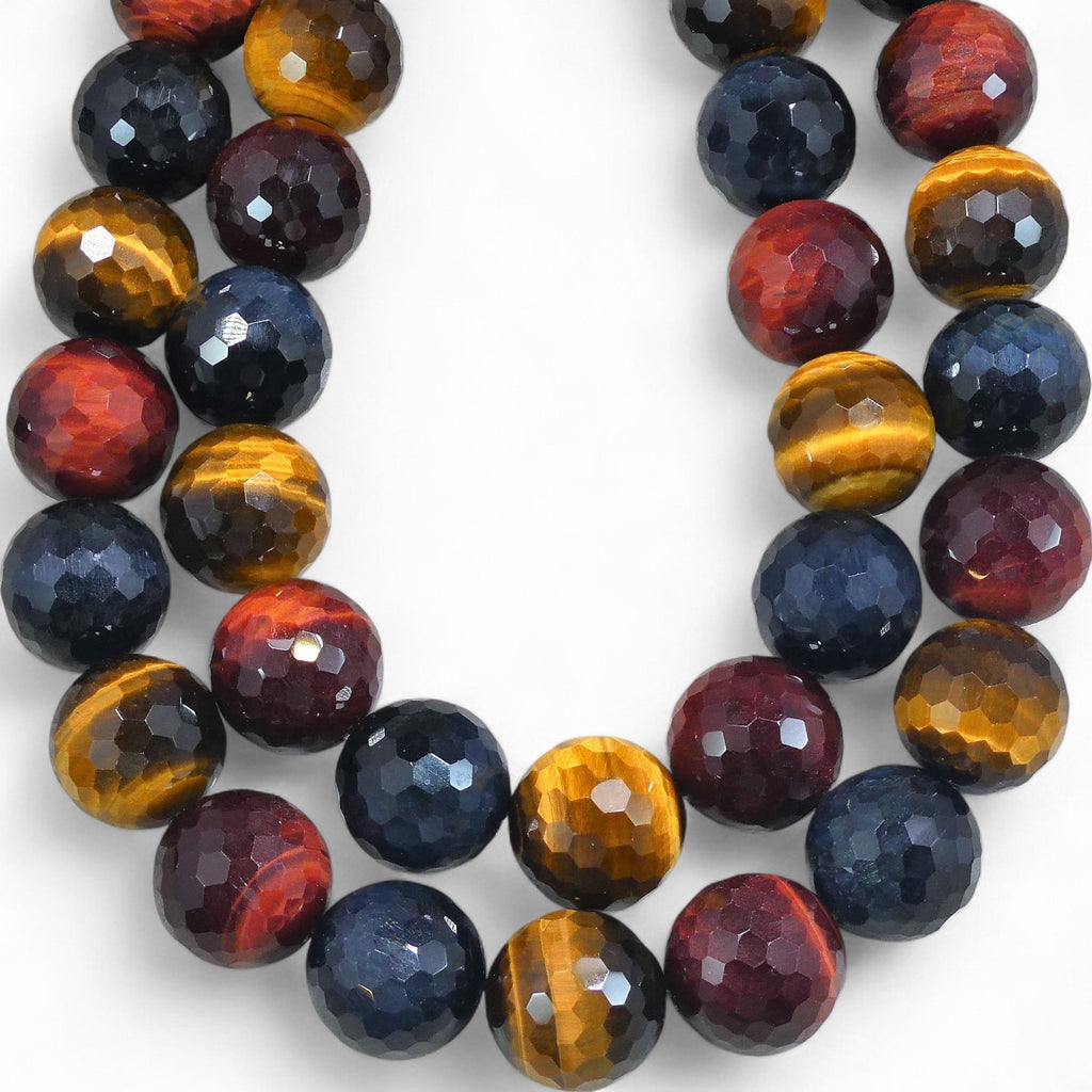 3 Color Tiger Eye Faceted Round AAA Grade 20mm Honeycomb Cut
