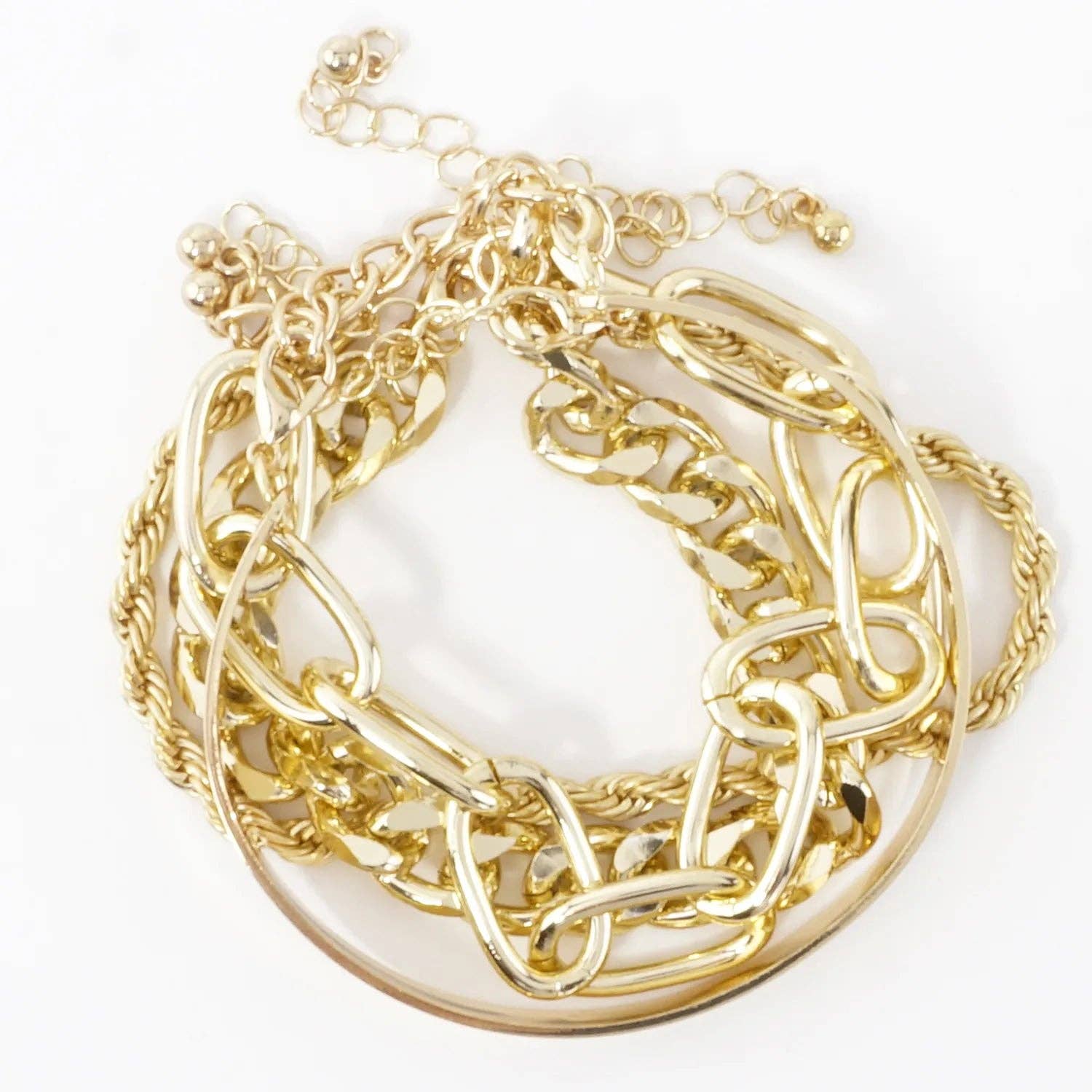 4PC Set Metal Chain Cuff Bracelets Set