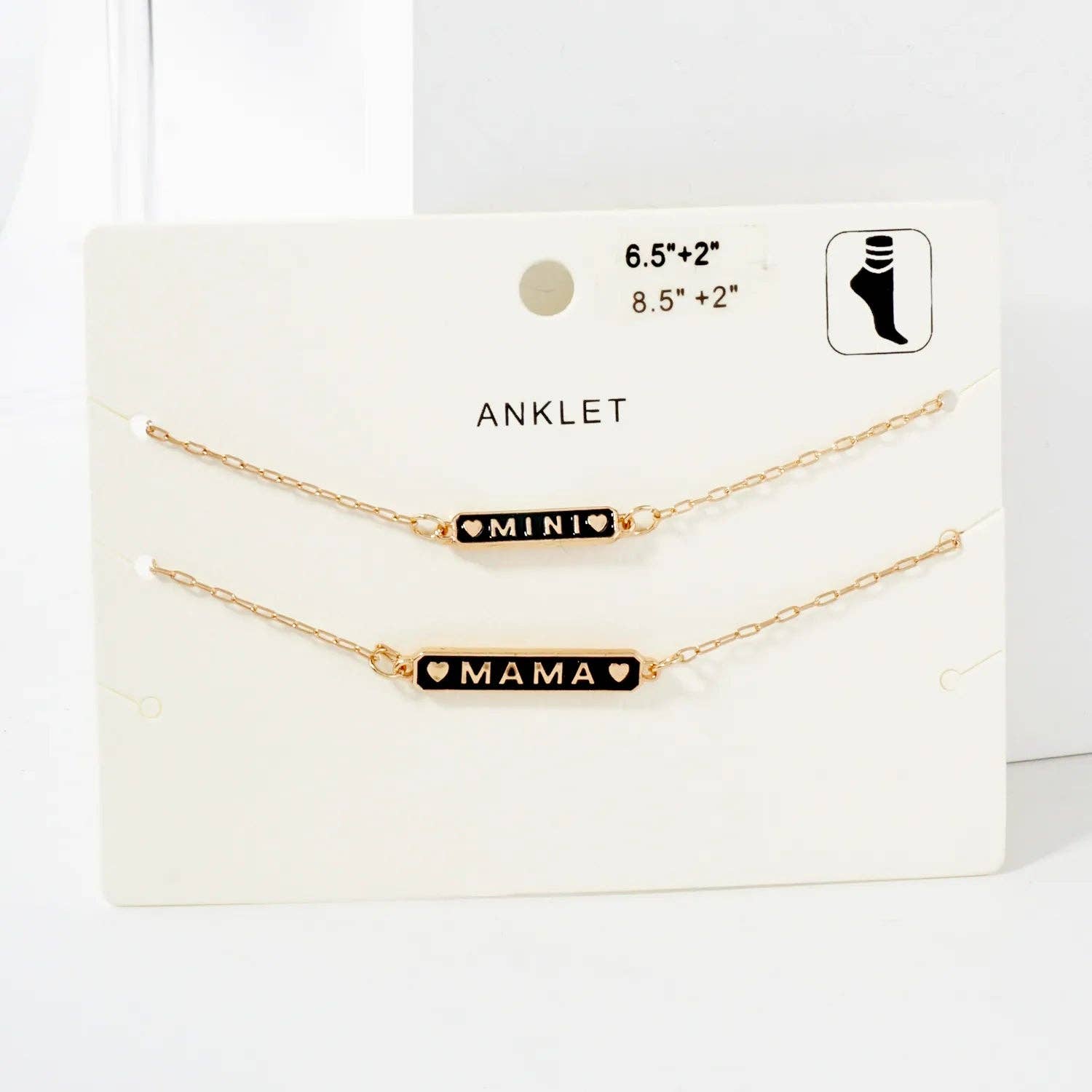 2PC-Set Enamel Mini Mama Enamel Nameplate Anklet