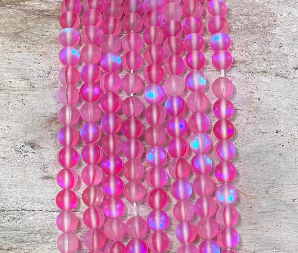 Matte Mermaid Glass Beads aka Mystic Aura Quartz, Round 6mm 8mm